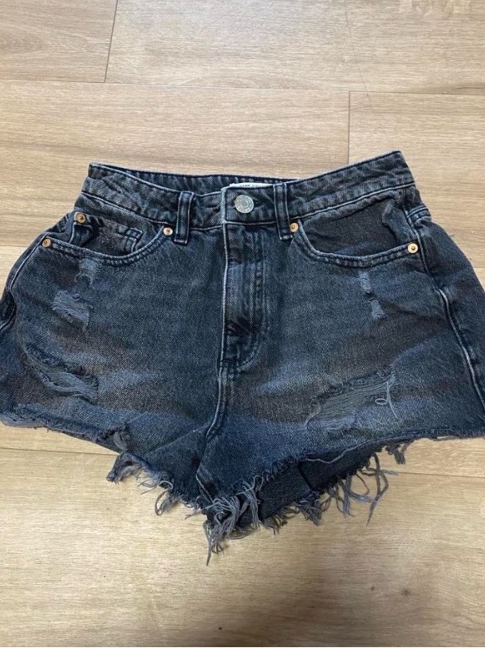 Garage Black Distressed High-Rise Denim Shorts